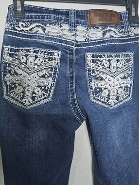 Y2K Bling Bootcut Jeans 26x27 Embroidered Pocket Western Miss Me Style